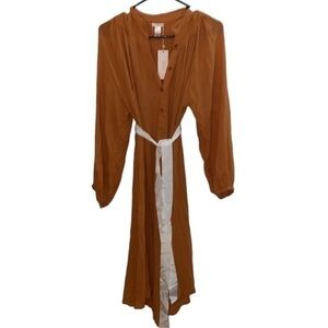 NWT Eberjey Summer of Love Padma Caral Maxi Shirt Dress size M, bamboo/cotton